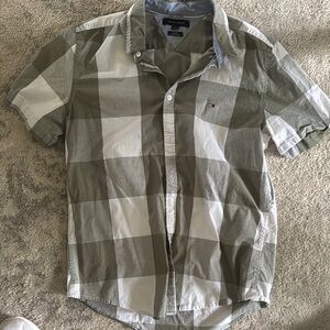 Tommy Hilfiger Green and White Casual Button Down Shirt